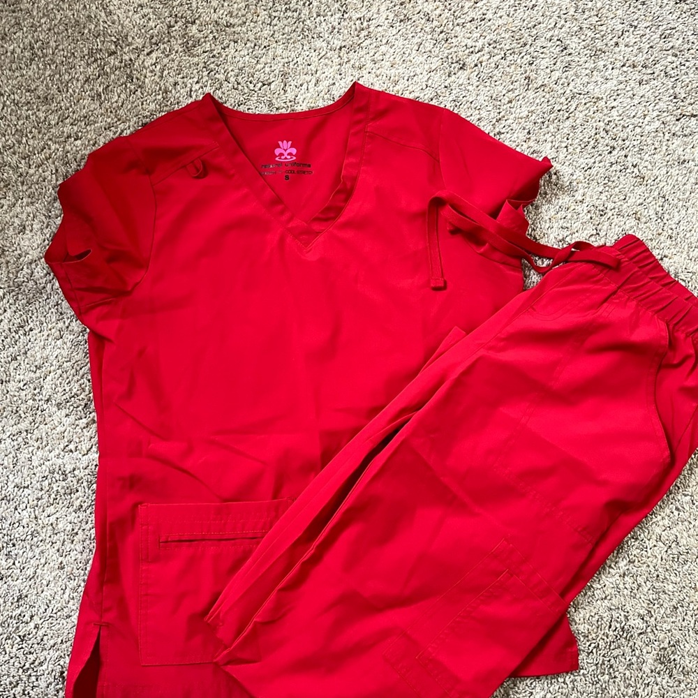 Red Scrub Set